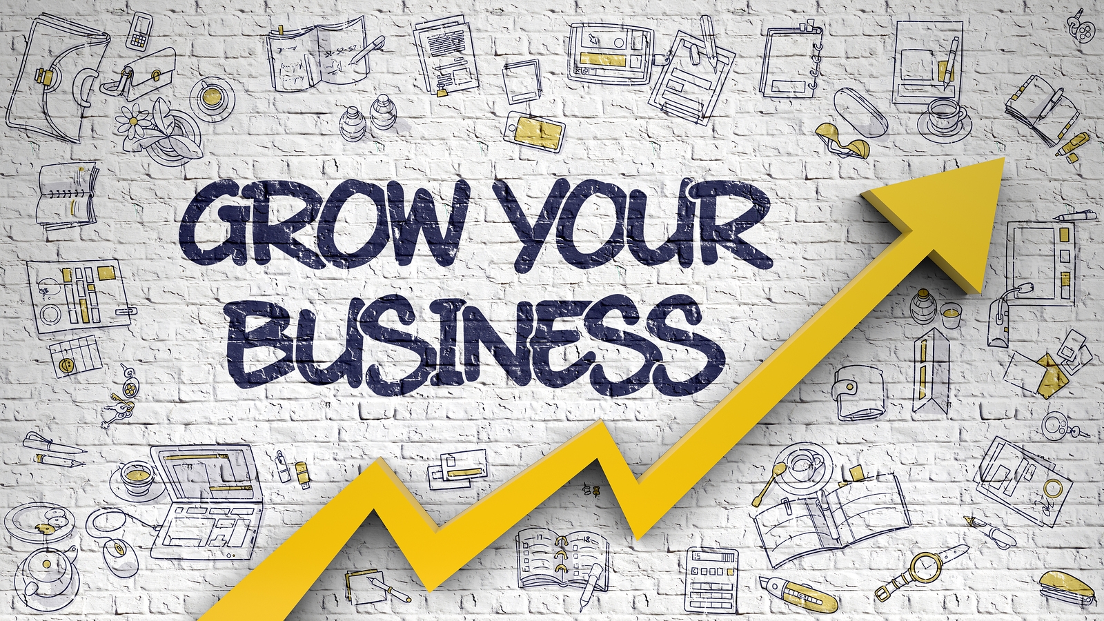 Grow Your Business – Modern Line Style Illustration With Doodle